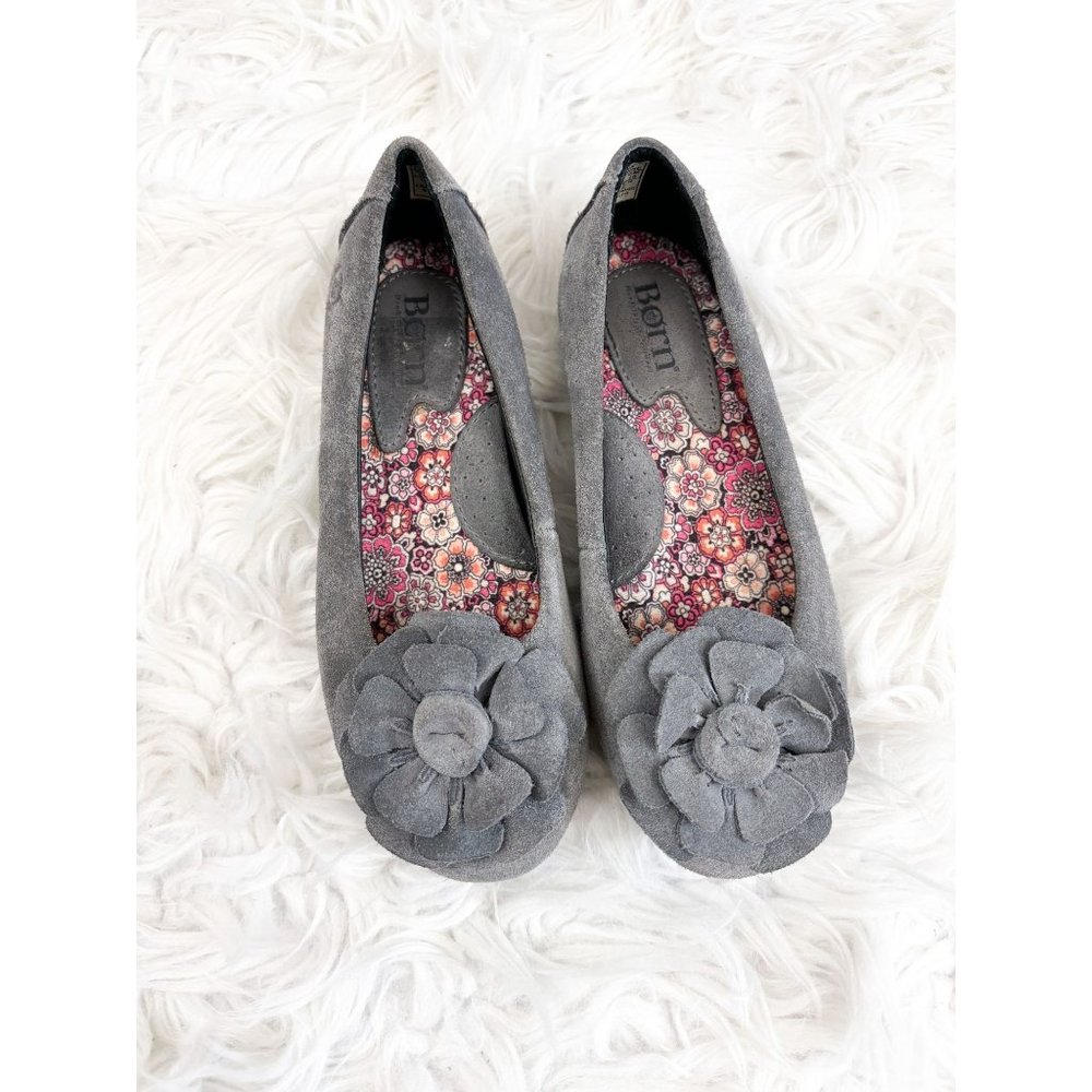 Born Concept Gray Suede Slip on Ballet Precious Flats Girl's Size 13 NEW